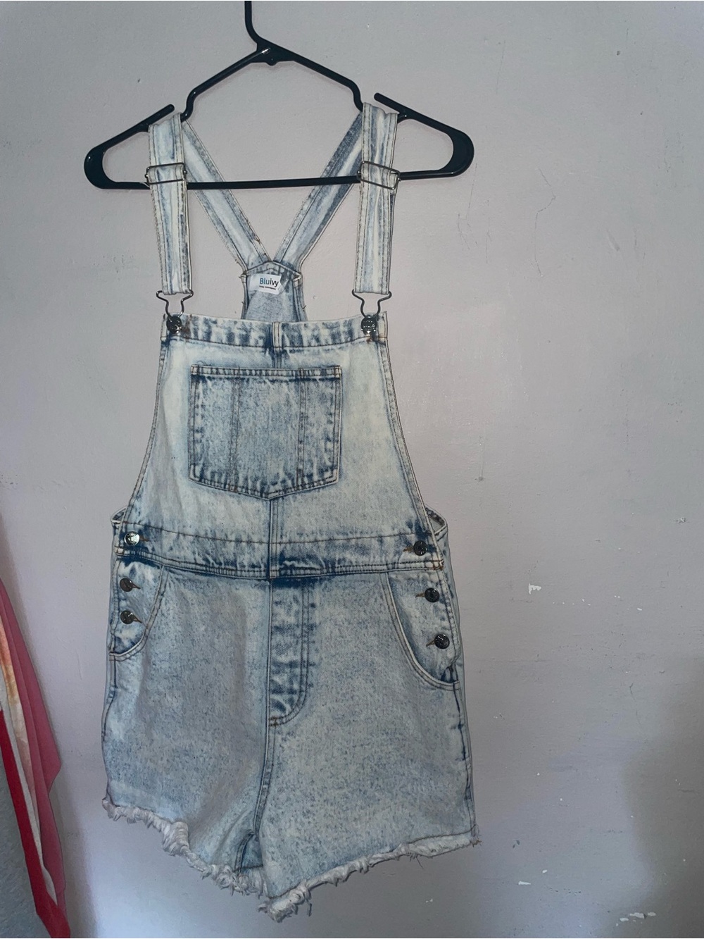 Bluivy Light Blue Acid Wash Denim Short Overalls